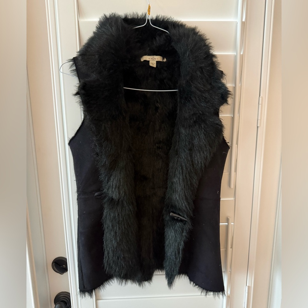 Fever Midnight Black Faux Fur Vest